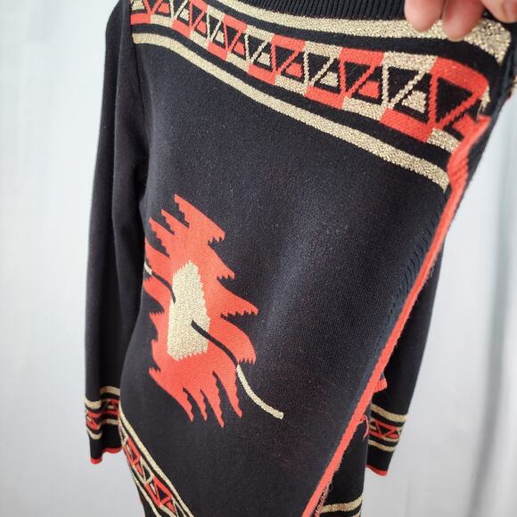 Hooked Up by IOT Sweater Women MEDIUM Cardigan Black Aztec Southwestern Boho - Picture 8 of 14